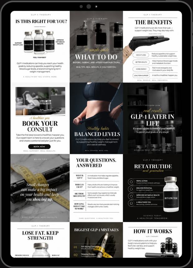 Supplements and Wellness content grid shown on a tablet