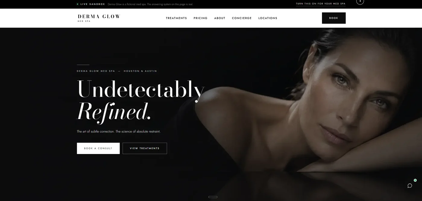 Derma Glow med spa booking concierge build